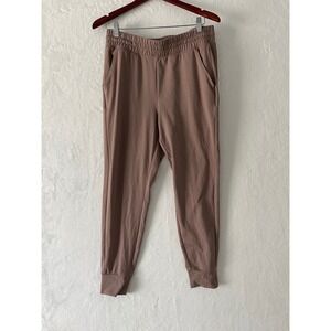 Yogalicious Lux Maya Illusion Joggers Mauve Brown Elastic Waist Pockets Large